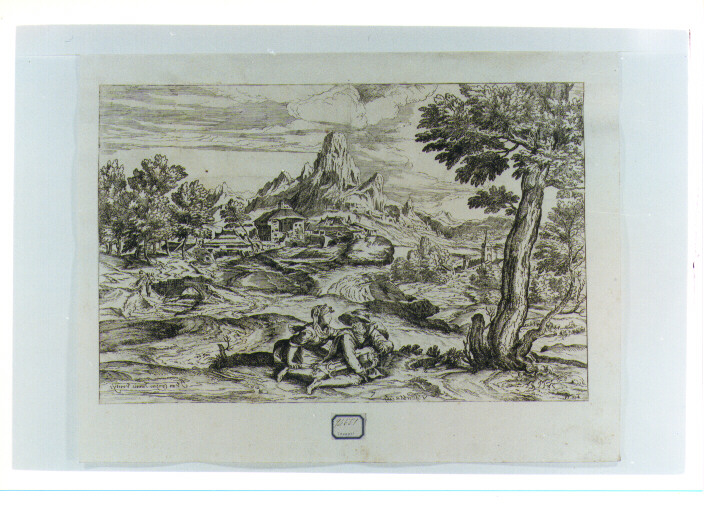 paesaggio fluviale (stampa) di Lefèvre Valentin (sec. XVII)
