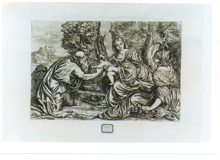 Madonna con Bambino (stampa) di Lefèvre Valentin (seconda metà sec. XVII)