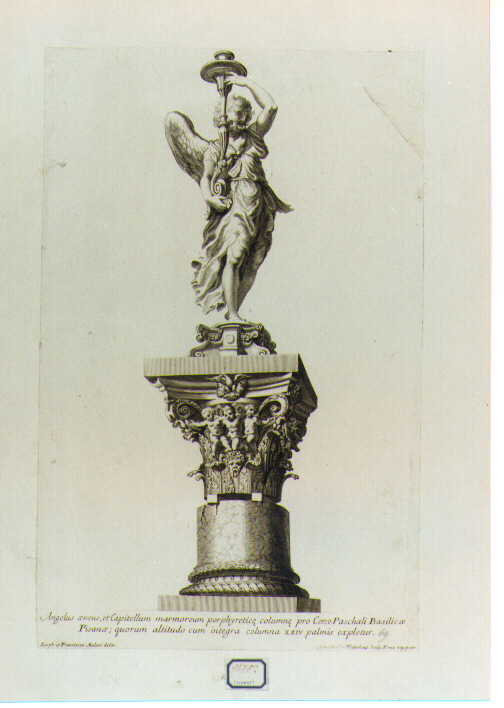 angelo reggicandelabro (stampa) di Milani Giuseppe (prima metà sec. XVIII)