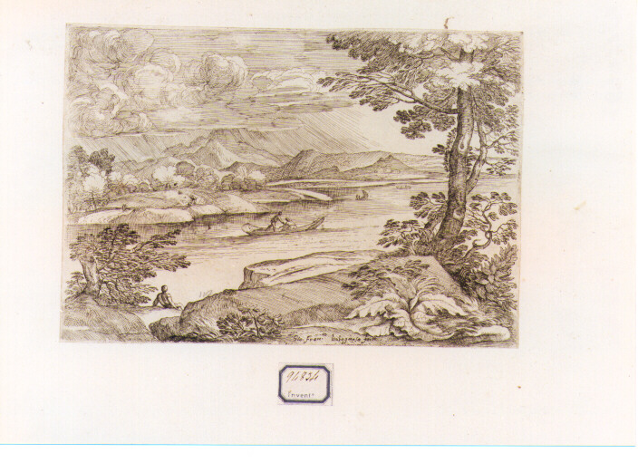 paesaggio fluviale (stampa) di Grimaldi Giovan Francesco detto Bolognese (sec. XVII)
