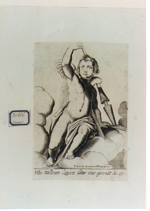 angelo con strumenti della passione (stampa) di Ciamberlano Luca detto Luca da Urbino (sec. XVII)