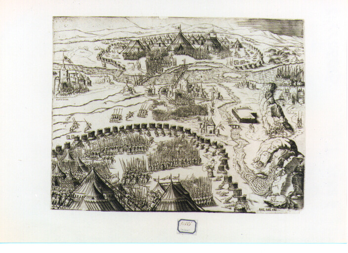 scena di battaglia (stampa) di De Musi Agostino (sec. XVI)