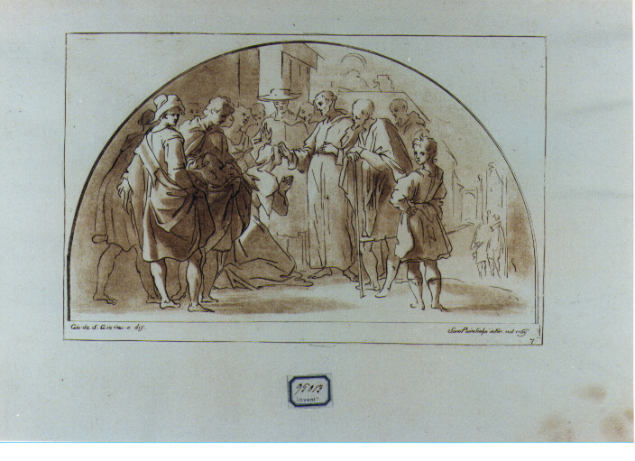Santo Benedice la Folla (stampa) di Mannozzi Giovanni detto Giovanni da San Giovanni (sec. XVIII)
