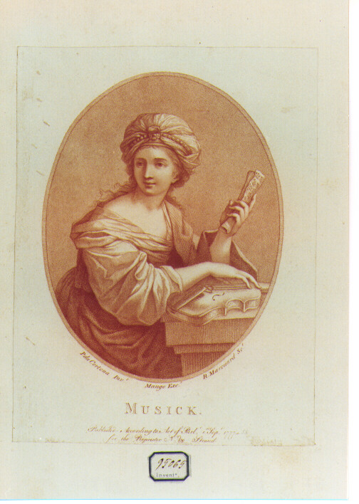 allegoria della Musica (stampa a colori) di Marcuard Robert Samuel (sec. XVIII)