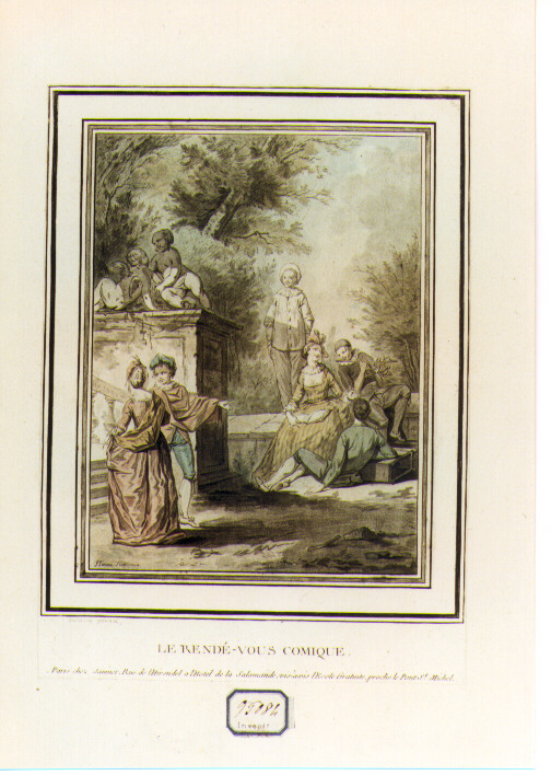 giovani amanti (stampa a colori) di Watteau Antoine (sec. XVIII)