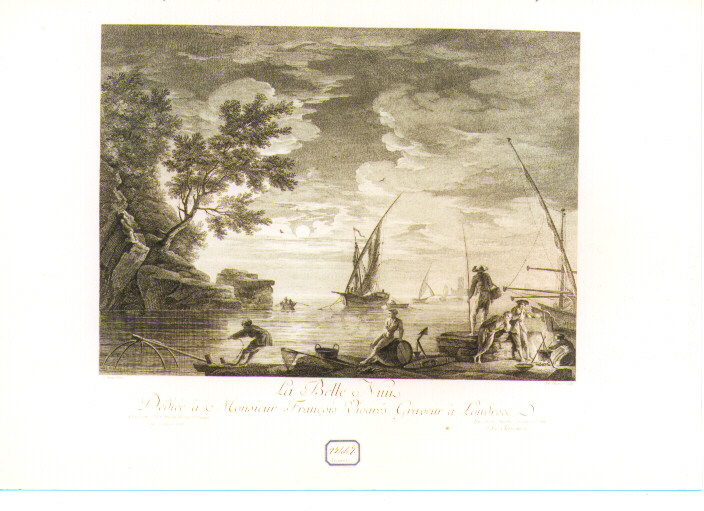 marina con pescatori e barche (stampa) di Vernet Claude Joseph (sec. XVIII)