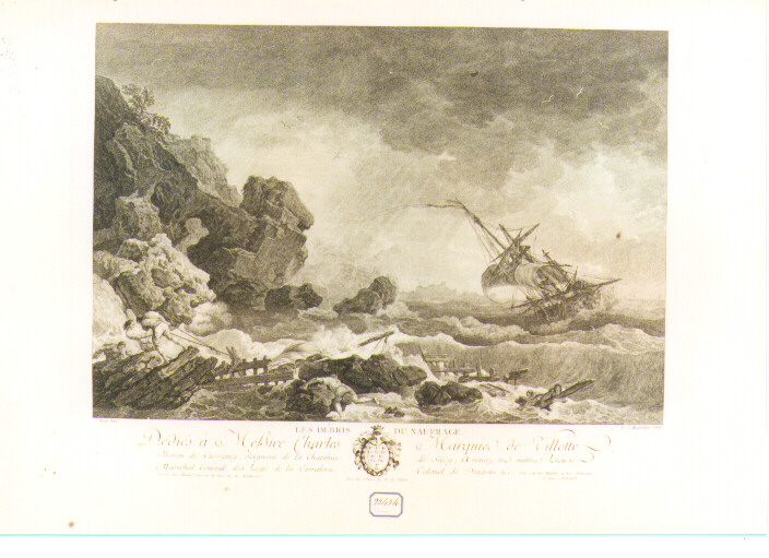 marina con naufragio (stampa) di Vernet Claude Joseph (sec. XVIII)