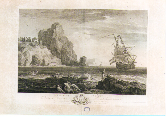 paesaggio marino (stampa) di Le Bas Jacques Philippe, Vernet Claude Joseph (sec. XVIII)