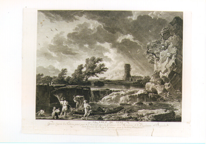 paesaggio fluviale (stampa) di Vernet Claude Joseph (seconda metà sec. XVIII)