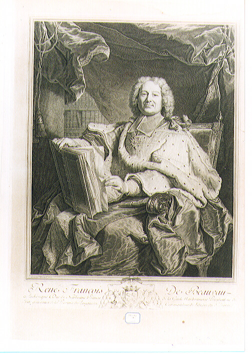 ritratto d'uomo (stampa) di Drevet Pierre, Rigaud Hyacinthe (sec. XVIII)