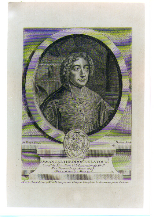 Ritratto di Emmanuel Theodosie De la Tour Cardinale De Bouillon (stampa) di De Troy Jean François (sec. XVIII)