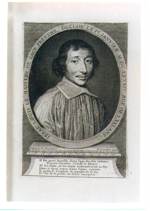 ritratto d'uomo (stampa) di Desrochers Etienne Jehandier, De Champaigne Philippe (CERCHIA) (sec. XVIII)