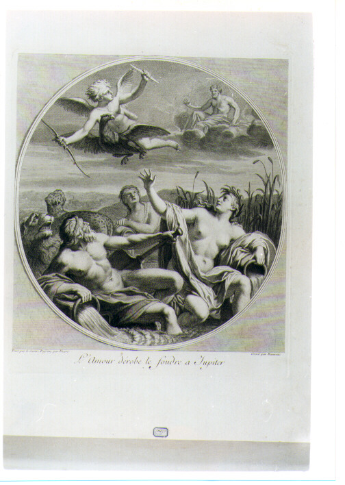 CUPIDO RUBA IL FULMINE A GIOVE (stampa) di Le Sueur Eustache, Picart Bernard, De Beauvais Nicolas Dauphin (sec. XVIII)