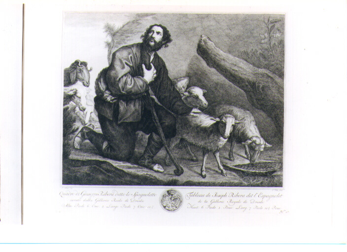 GIACOBBE CONDUTTORE DEGLI ARMENTI DI LABANO (stampa) di De Ribera Jusepe detto Spagnoletto, Fokke Simon, Hutin Charles François (sec. XVIII)