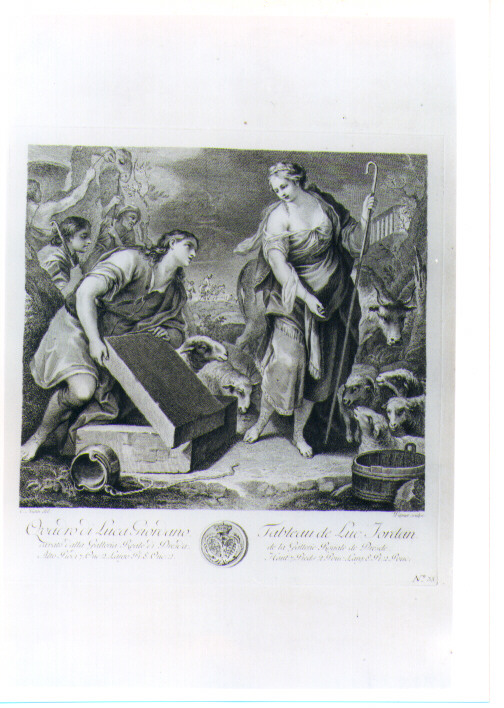 GIACOBBE E RACHELE AL POZZO (stampa) di Giordano Luca, Wagner Joseph, Hutin Charles François (sec. XVIII)