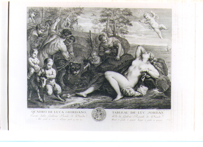 ARIANNA ABBANDONATA SULL'ISOLA DI NASSO (stampa) di Basan Pierre François, Hutin Charles François, Giordano Luca (sec. XVIII)