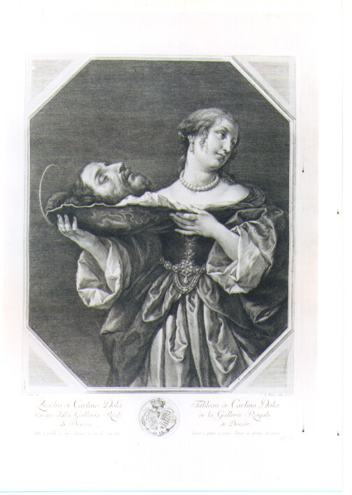 SALOME' CON LA TESTA DI SAN GIOVANNI BATTISTA (stampa) di Dolci Carlo, Kilian Philipp Andreas, Hutin Charles François (sec. XVIII)