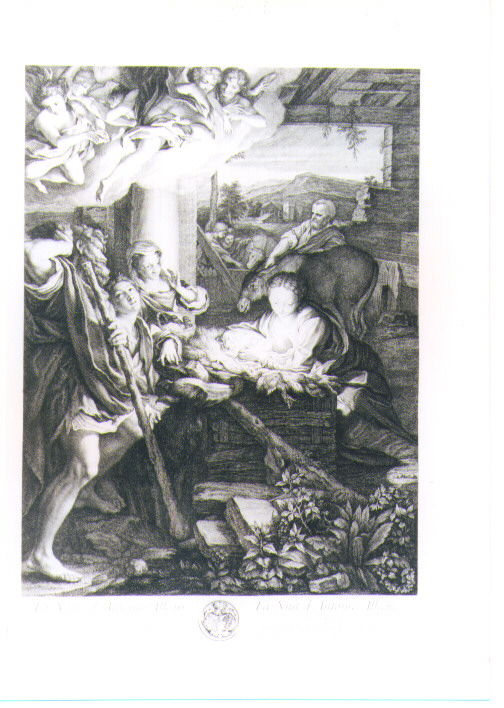 NATIVITA' DI GESU' (stampa) di Allegri Antonio detto Correggio, Surugue Pierre Louis, Hutin Charles François (sec. XVIII)