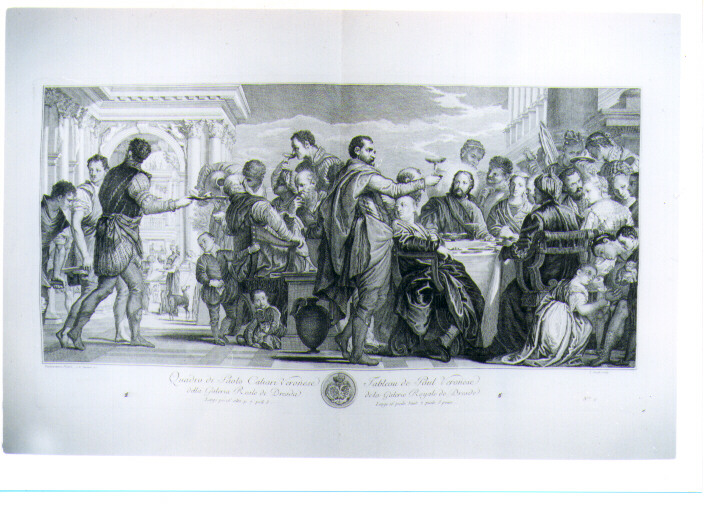 NOZZE DI CANA (stampa) di Caliari Paolo detto Paolo Veronese, Jacob Louis, Internari Giovanni Battista (sec. XVIII)