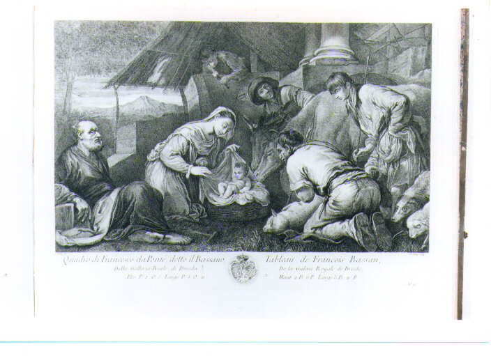 ADORAZIONE DEI PASTORI (stampa) di Da Ponte Francesco detto Jacopo Bassano, Chenu Pierre, Hutin Pierre (sec. XVIII)