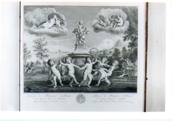 PUTTI ALATI CHE DANZANO (stampa) di Albani Francesco, Tanjé Pierre, Hutin Charles François (sec. XVIII)