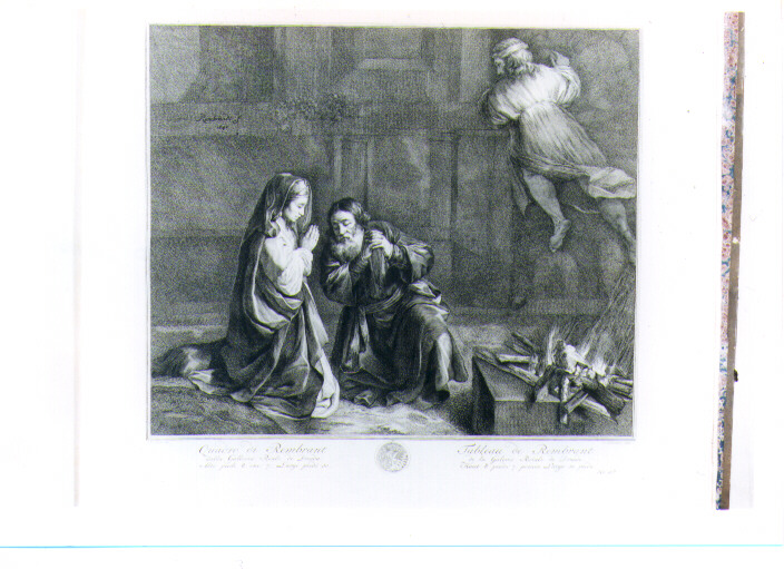 SACRIFICIO DI MANOACH (stampa) di Van Rijn Rembrandt Harmenszoon, Houbraken Jacobus, Hutin Charles François (sec. XVIII)