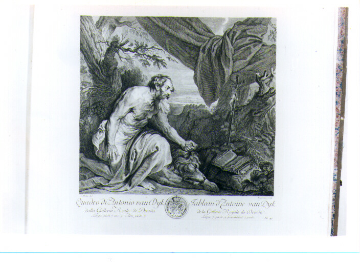SAN GIROLAMO PENITENTE (stampa) di Van Dyck Anton, De Beauvais Jacques Philippe, Hutin Charles François (sec. XVIII)