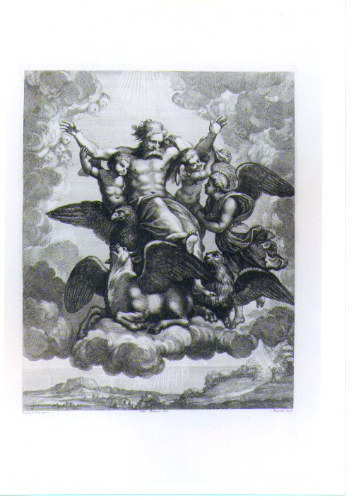 VISIONE DI EZECHIELE (stampa) di Sanzio Raffaello detto Raffaello, Mogalli Cosimo, Petrucci Francesco (sec. XVIII)