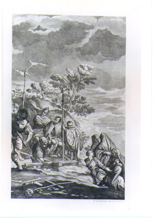 CROCIFISSIONE DI CRISTO (stampa) di Caliari Paolo detto Paolo Veronese, Lorenzini Giovanni Antonio detto Fra Antonio, Petrucci Francesco (sec. XVII)
