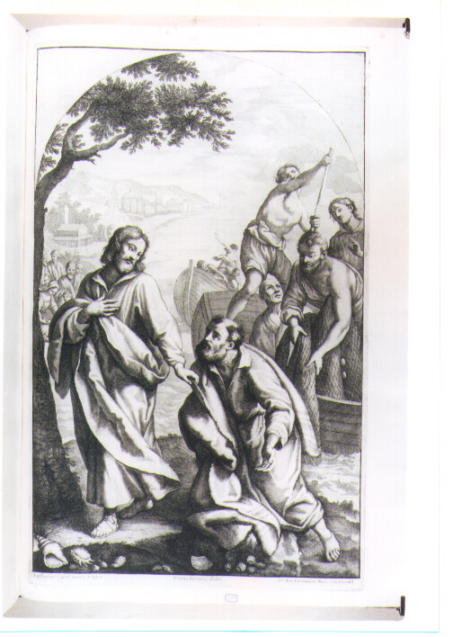 SAN PIETRO SALVATO DALLE ACQUE (stampa) di Cardi Ludovico detto Cigoli, Lorenzini Giovanni Antonio detto Fra Antonio, Petrucci Francesco (sec. XVII)