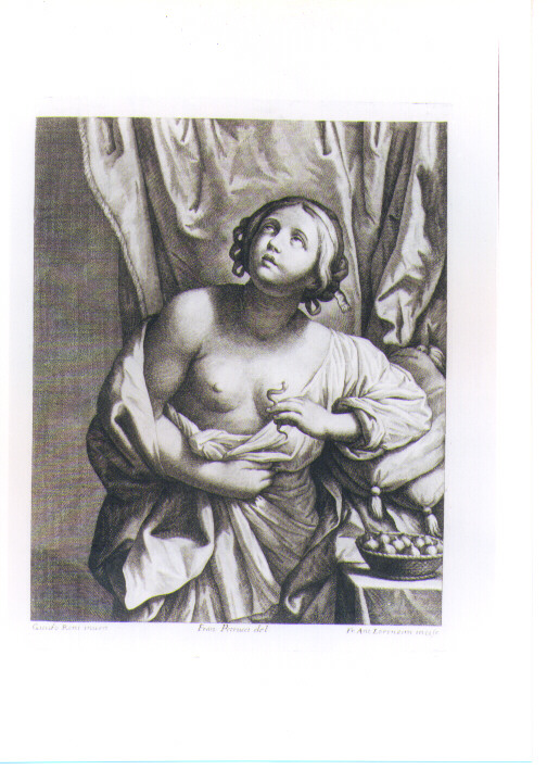 CLEOPATRA SI FA PUNGERE DA ASPIDI (stampa) di Reni Guido, Lorenzini Giovanni Antonio detto Fra Antonio, Petrucci Francesco (sec. XVII)