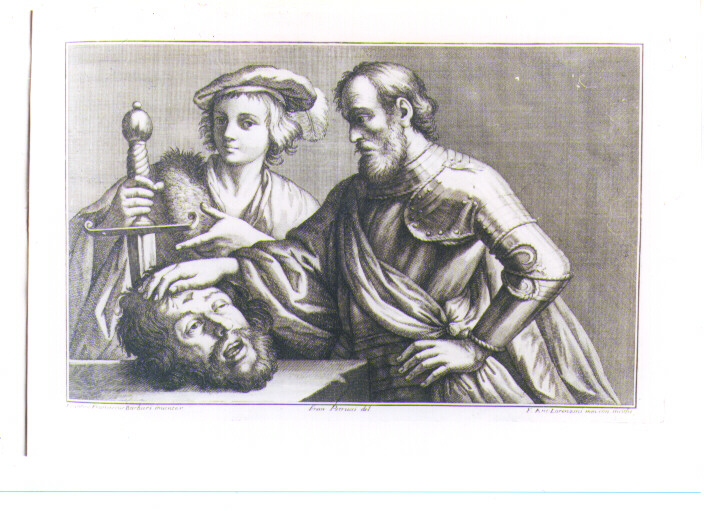DAVID CON LA TESTA DI GOLIA (stampa) di Barbieri Giovan Francesco detto Guercino, Lorenzini Giovanni Antonio detto Fra Antonio, Petrucci Francesco (sec. XVII)