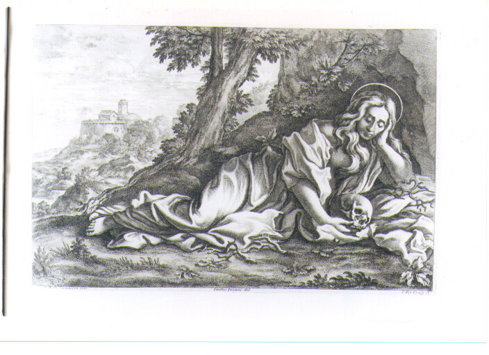 SANTA MARIA MADDALENA PENITENTE (stampa) di Merisi Michelangelo detto Caravaggio, Verkruis Theodor, Sacconi Carlo Ventura (prima metà sec. XVIII)