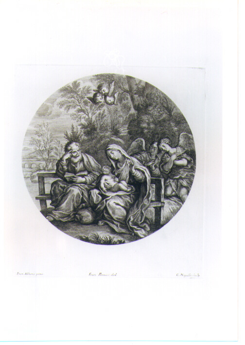 RIPOSO NELLA FUGA IN EGITTO E ANGELI (stampa) di Albani Francesco, Mogalli Cosimo, Petrucci Francesco (sec. XVIII)