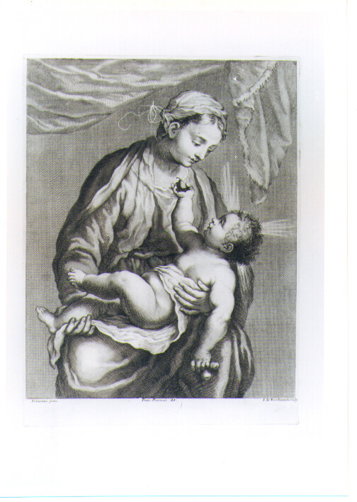 MADONNA CON BAMBINO (stampa) di Vecellio Tiziano, Picchianti Giovanni Domenico, Petrucci Francesco (prima metà sec. XVIII)