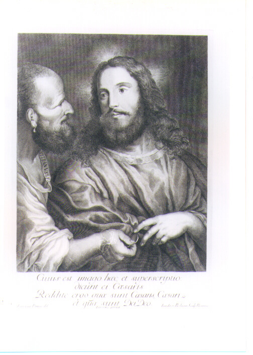 TRIBUTO DELLA MONETA (stampa) di Vecellio Tiziano, Picchianti Giovanni Domenico, Petrucci Francesco (prima metà sec. XVIII)