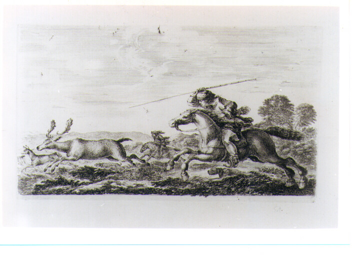 CACCIA AL CERVO (stampa) di Della Bella Stefano (sec. XVII)