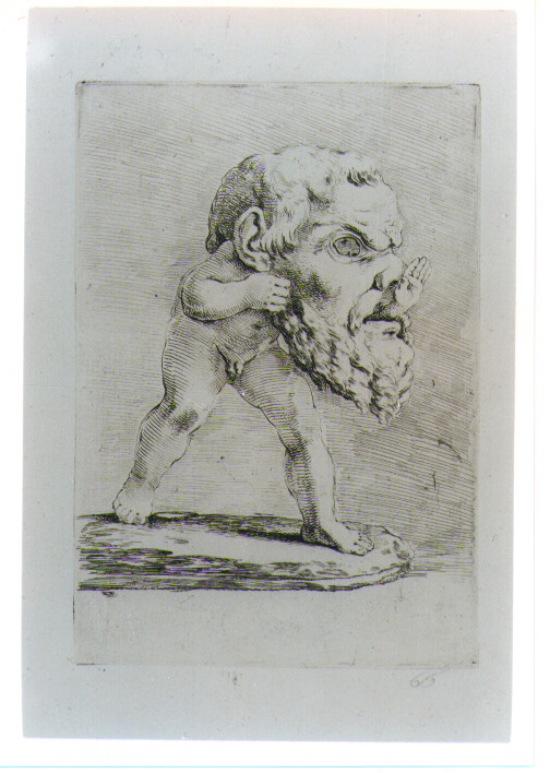 FANCIULLO CON MASCHERONE (stampa) di Della Bella Stefano (sec. XVII)