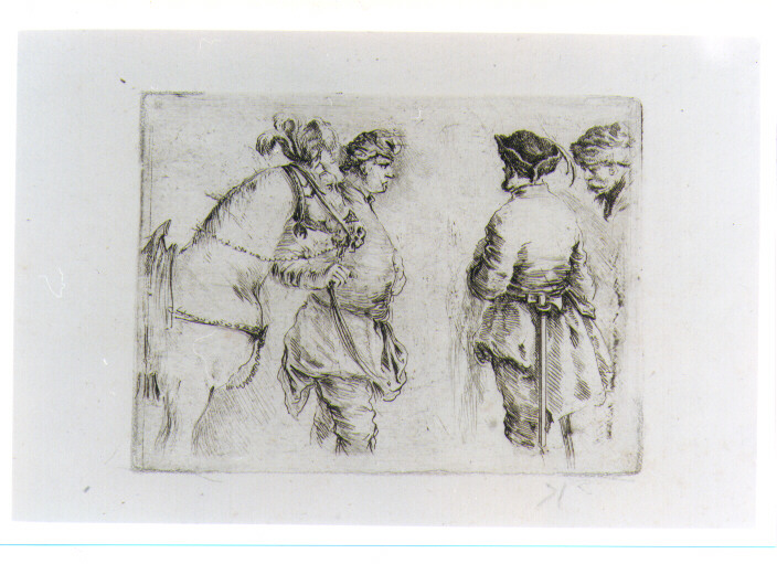 FIGURE MASCHILI A CAVALLO (stampa) di Della Bella Stefano (sec. XVII)
