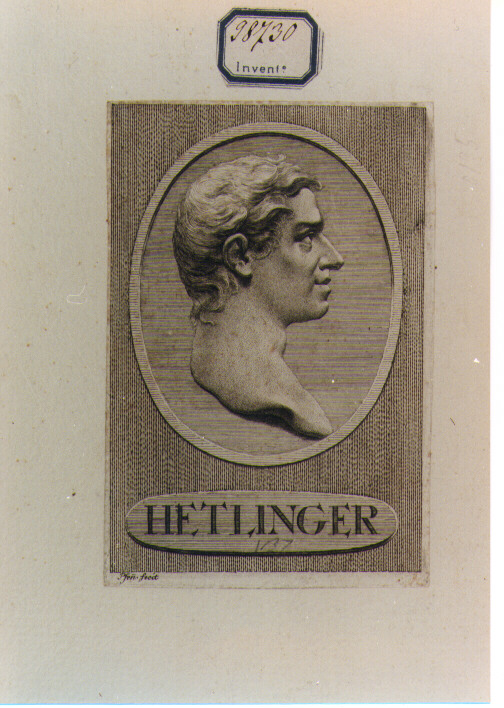 RITRATTO DI HETLINGER (stampa controfondata smarginata) di Pfenninger Heinrich (secc. XVIII/ XIX)