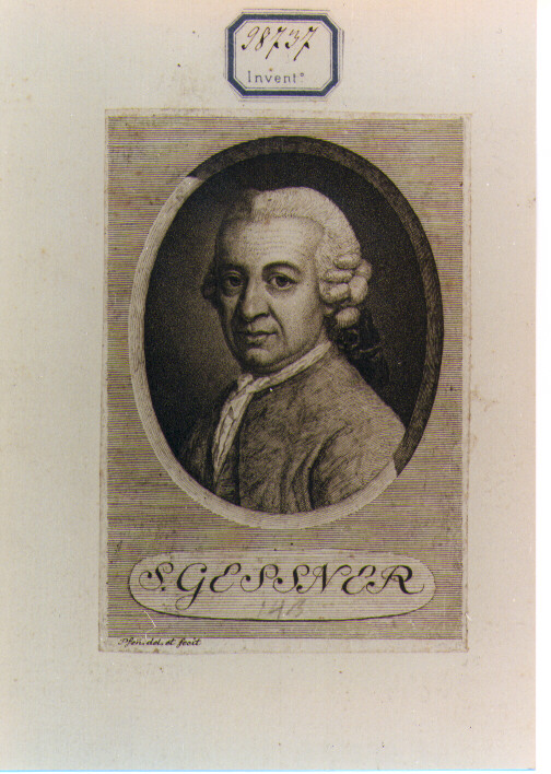 RITRATTO DI S. GESSNER (stampa controfondata smarginata) di Pfenninger Heinrich (secc. XVIII/ XIX)