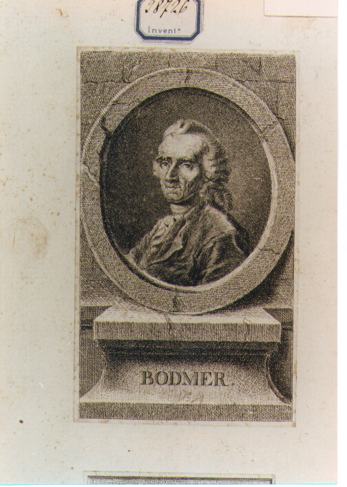 RITRATTO DI BODMER (stampa controfondata smarginata) - ambito svizzero (seconda metà sec. XVIII)