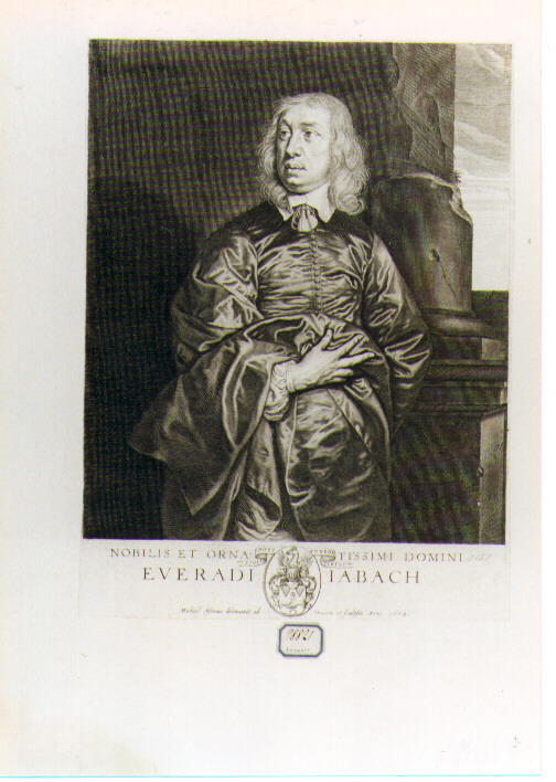 RITRATTO DI EVERARDO IABACH (stampa controfondata smarginata) di Lasne Michel (sec. XVII)