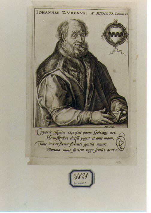 RITRATTO DI IOHANNES ZURENUS (stampa controfondata) di Van Heemskerck Marteen, Goltzius Hendrick (secc. XVI/ XVII)