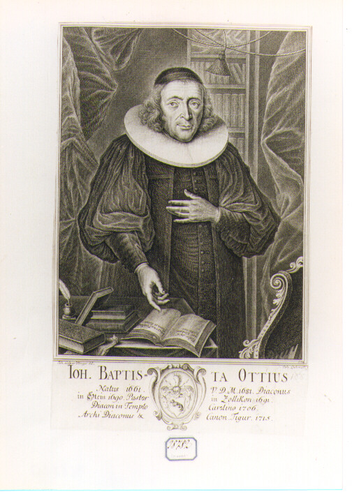 RITRATTO DI JOH. BAPTISTA OTTIUS (stampa controfondata smarginata) di Lochmann Johann, Ulinger Johann Caspar (sec. XVIII)