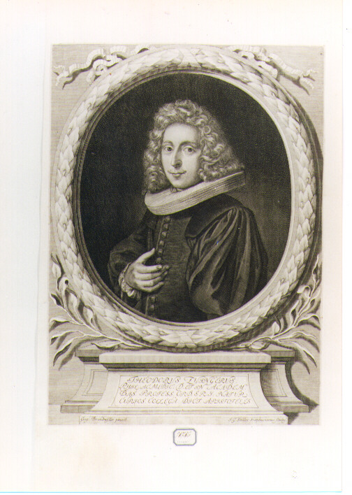RITRATTO DI THEODORUS ZUINGERUS (stampa controfondata smarginata) di Brandmyller Gregorius, Seiller Johann Georg (sec. XVIII)
