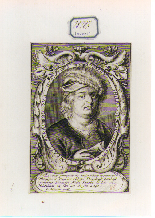 RITRATTO DI PARACELSO (stampa controfondata smarginata) di Moncornet Balthasar (CERCHIA) (sec. XVIII)