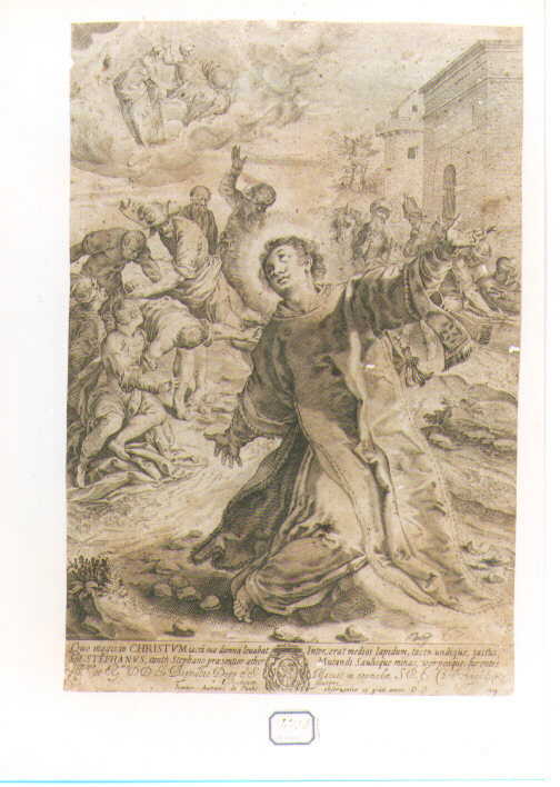 LAPIDAZIONE DI SANTO STEFANO (stampa controfondata smarginata) di Negretti Jacopo detto Jacopo Palma il Giovane - ambito veneto (?) (primo quarto sec. XVII)