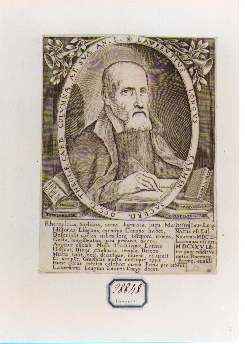 RITRATTO DI LAURENTIOS LONGUS (stampa controfondata smarginata) di Curti Bernardino (sec. XVII)