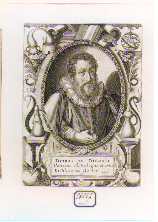 RITRATTO DI THOMAS DE THOMASI (stampa controfondata smarginata) di Custos Dominicus (secc. XVI/ XVII)
